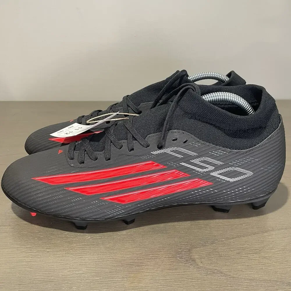 Adidas Mens Size 11 Cleats NEW F50 League Mid FG MG Soccer Black Red JR9007
